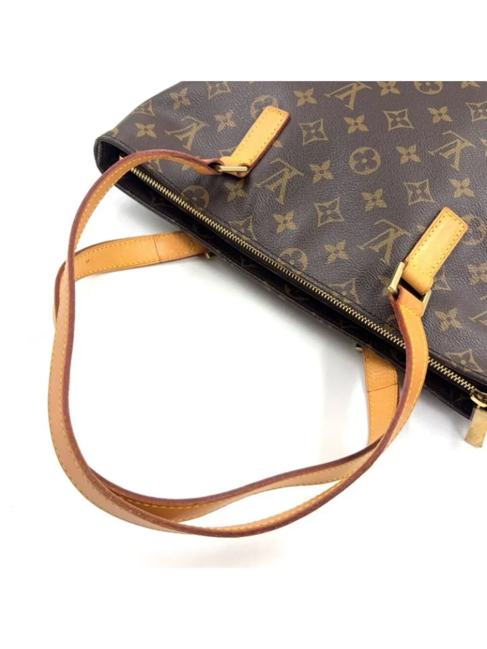 Louis Vuitton Cabas Piano Monogram Leather Brown Light Tote Gold - Picture 5 of 15
